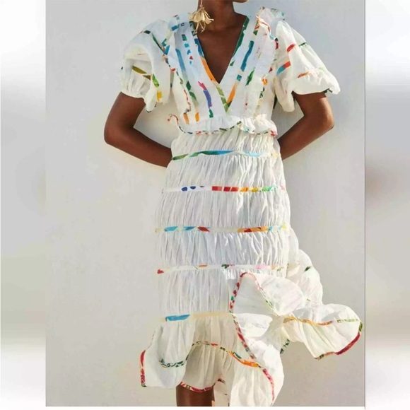 Storia Rainbow Striped Dress Size Medium - Picture 1 of 9